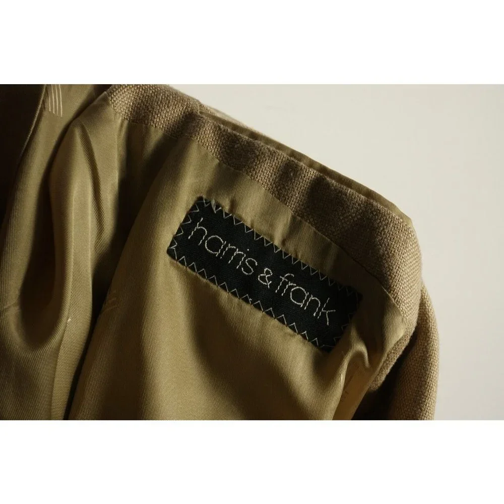 Lanvin Men's 40R Light Brown Woven Wool‎ Notch Lapel Two Metal Button Sport Coat